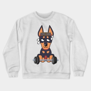 Funny guard dog is exercising Crewneck Sweatshirt